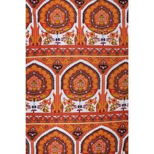 Vintage 60s 70s medallion paisley orange brown op-art hippie fabric geo 73"x93"
